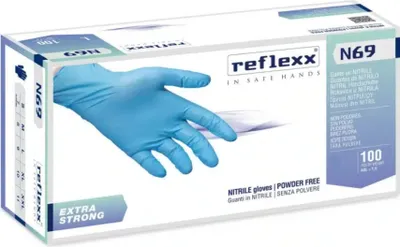 Obrázok produktu pre Reflexx N69 nitrilové rukavice bez prášku, 100 % bez latexu, 7 g, kat. 3, 100 kusov, M