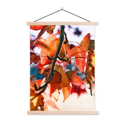 Produktbild von MuchoWow® Textilposter Ahorn - Blätter - Rustikal - Herbst 40x53 cm mit holzfarbenen Rahmen - Schlafzimmer