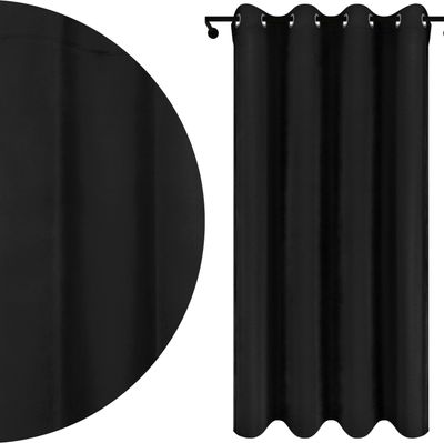 Voppi Zasłona welurowa na kółkach przelotkach 140 x 230 cm czarne zasłony z grubego weluru 220 g/m2