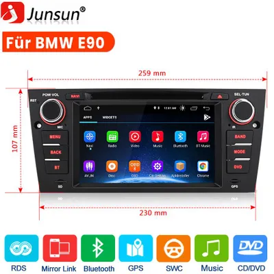 Image de Autoradio 7 pouces CarPlay Android avec GPS, DAB+, Wi-Fi, BT, CD et DVD pour BMW Série 3 E90, E91, E92 et E93