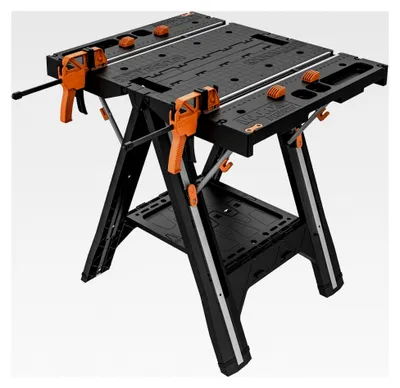Produktbild von PEGASUS WX051 mobile multifunktionale Werkbank - klappbarer Arbeitstisch für die Werkstatt, max. Belastung 450 kg – inkl. Schnellklemmvorrichtung – hohe Stabilität & große Arbeitsfläche