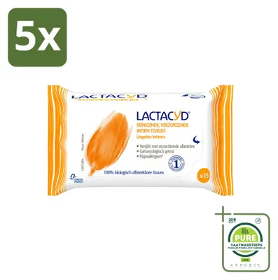 Obrázok produktu pre 5 ks čistiacich vlhčených obrúskov Lactacyd Classic na intímnu hygienu – biologicky odbúrateľné – veľké balenie – 5 kusov