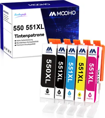 Produktbild von 5pk PGI-550XL CLI-551XL Tintenpatrone für Canon PIXMA  IP7250 IP8700 IX6850 MX720 MX925 MG5450 MG5500 MG6300 MG6450 MG6600