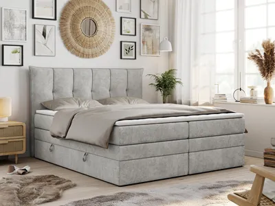 Produktbild von Boxspringbett 7-Zonen Taschenfederkernmatratze und Topper - PREMIUM-10-KING - 140x200cm - Hellgrau - H4