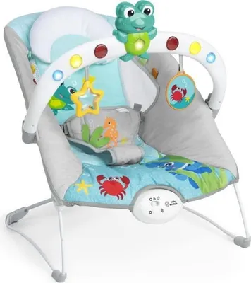 Zdjęcie produktu dla Leżaczek Bujaczek dla Niemowląt Baby Einstein Neptune Ocean Explorers, 15 Melodii, Światła, Wibracje