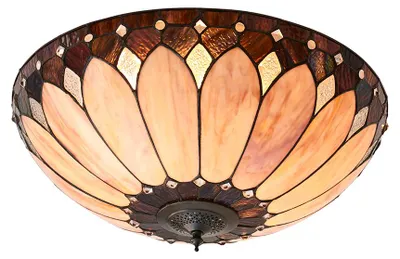 Obrázek produktu pro Kruhový stropní svítidlo BROOKLYN, hnědé, 2xE27x20W, sklo, rozměry: 22x50x50 cm, IP20, Tiffany