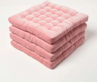 Immagine prodotto di HOMESCAPES Set di 4 cuscini per sedia in velluto 40x40 cm - velluto di cotone rosa