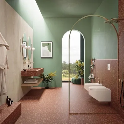 Zdjęcie produktu dla CASA39 Płytki Terrazzo Czerwone 60x60 cm Gigacer z klasycznymi wtrąceniami