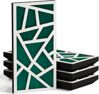 Zdjęcie produktu dla Zestaw 4 sztuk – wąskie panele akustyczne z aksamitną okładziną |50x25 cm| Dekoracyjna kontrola hałasu i redukcja echa | Dyfuzja [SKYROSS-F biały|zielony]