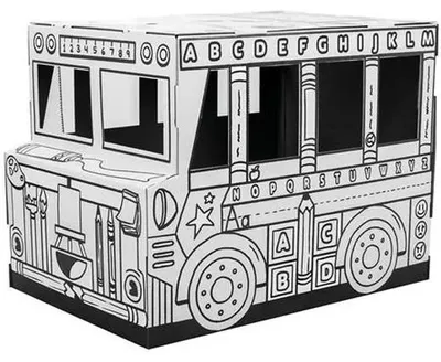 Kartónový domček na vymaľovanie, FELLOWES, autobus