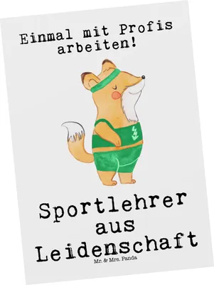 Produktbild von Mr. & Mrs. Panda Postkarte Sportlehrer Leidenschaft - Weiß - Geschenk, Grußkarte, Postkarten, Ansichtskarten, Fotokarte, Ansichtskarte