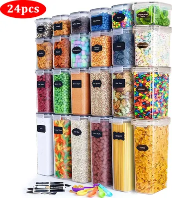 Produktbild von Vorratsdosen mit Deckel 24 Set - Aufbewahrungsbox Küche Luftdicht Vorratsbehälter - Frischhaltedosen - Vorratsgläser zur Aufbewahrung von Nudeln, Müsli, Mehl - 0.8L/1.4L/2L/2.8L