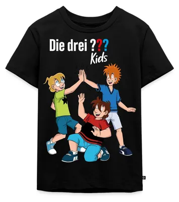 Produktbild von Spreadshirt Die Drei Fragezeichen Kids Detektive Team Kinder Premium T-Shirt, 134/140 (8 Jahre), Schwarz