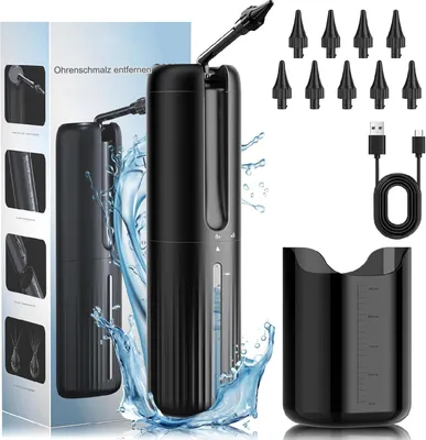 Produktbild von Ohrenschmalz-Entferner, elektrischer Ohrenreiniger mit 10 Düsen, Ohrendusche mit 4 Druckmodi, IPX7 wasserdicht, Ohrenreiniger für Erwachsene und Kinde
