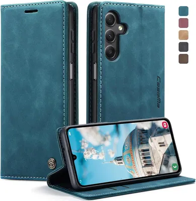 Image de Samsung Galaxy A15 5G Housse cuir bleu vert Flip Case Aimant Stand Fonction