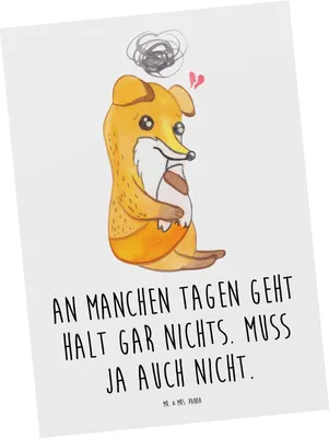 Produktbild von Mr. & Mrs. Panda Postkarte Fuchs Depressionen - Weiß - Geschenk, Grußkarte, Depressiv, Ansichtskarten, Fotokarte, Ansichtskarte, Postkarten