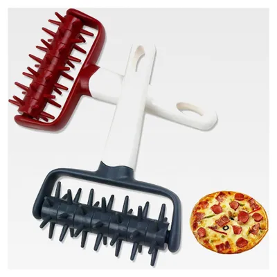 Produktbild von 2 Stück Stippwalze Teigroller mit Stacheln aus Kunststoff, Pizza Teigroller für Kuchen, Pizza, Keks und DIY Backwerkzeuge