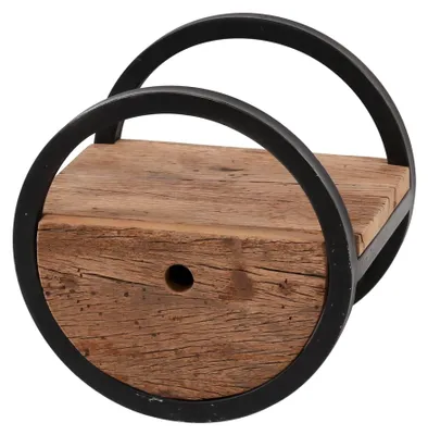 Image de Étagère murale FURNLUX ronde beige, marron et noire 30 cm / Couleur principale : beige / Dimensions : 30 x 30 x 25 cm