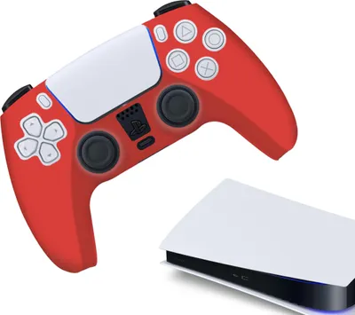Immagine prodotto di Custodie e skin per PS5, PlayStation 5 - Custodia per videogiochi ad alte prestazioni - Coperture con impugnatura morbida - Accessori per controller antiscivolo - Rosso