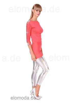 Produktbild von Damen Tunika Oberteil Shirt T-shirt Sweatshirt 3/4 Ärmel Pailetten Glitzer Strass Spitze; Koralle/S/M 36/38