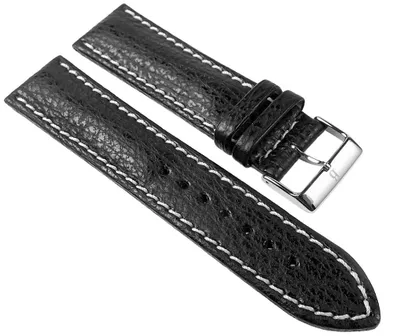 Produktbild von Minott Uhrenarmband 18mm | Haifischleder, schwarz mit Kontrastnaht