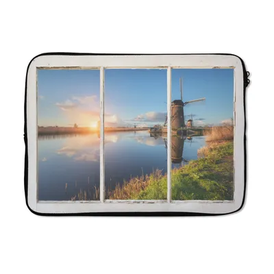 Produktbild von MuchoWow® Laptop Hülle 13 Zoll Aussicht - Mühle - Reflexion Laptoptasche - Laptophülle - Sleeve - Rundumschutz