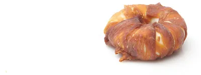 Obrázok produktu pre friGERA Hrkútkový obojok z prírodnej kože s prídavkom kuracieho mäsa, 1 kus, priemer 6 cm