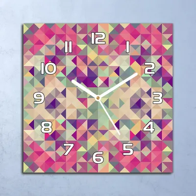 Produktbild von Deko Glasuhr Wanduhr 30x30 Vintage Buntes Mosaik Quarz Küchenuhr Bürouhr