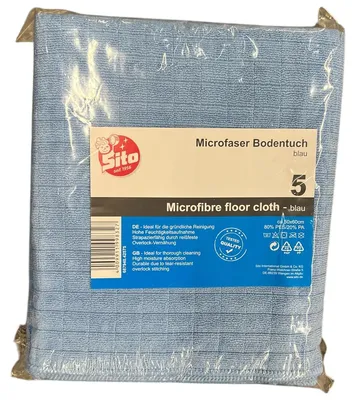 Produktbild von Sito Microfaser Bodentuch blau 50x60 5er-Pack – saugstark & strapazierfähig für gründliche Bodenreinigung
