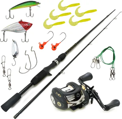 Produktbild von FISH-XPRO Baitcasting Combo Set - Komplettes Baitcasting Predator Set - Stabile leichte Rute von 1,95m mit Baitcasting Rolle und viel Zubehör