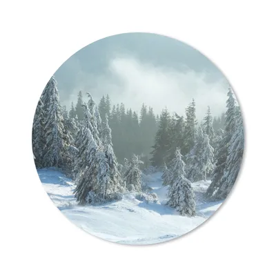 Produktbild von MuchoWow® Mauspad Mousepad Wald - Schnee - Winter 20x20 cm - Mousepads - Maus Mat - Pad - Mausunterlage - Schreibtischmatte