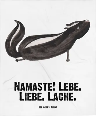 Produktbild von Mr. & Mrs. Panda Plaid Stinktier Yoga - Weiß - Geschenk, Fleecedecke, Schmusedecke, Erstlingsdecke, Liebe, Kinderwagendecke, Namaste, Babydecke, Stinker, Schlummerdecke
