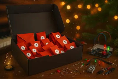 Produktbild von Mikrocontrolling Adventskalender - 108 Bauteile zum Aufbauen und Programmieren (spannende Hardware-Projekte für 9 - 99 Jahre)