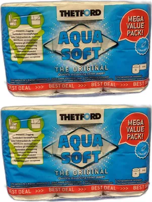 Produktbild von 2 x Thetford Toilettenpapier Aqua Soft Campingtoilettenpapier Sondergröße 6 Rollen