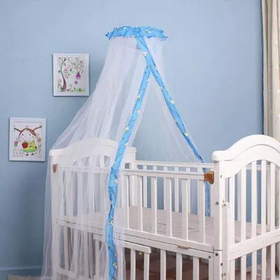 Obrázok produktu pre Sieťka proti komárom Unyqoos® pre detskú postieľku, 160 x 450 cm – jemný, odolný a umývateľný polyester s elastickým lemom, vhodná aj pre kočíky a kolísky