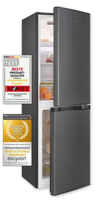 Produktbild von Exquisit Kühl-Gefrierkombination KGC195-65-NF-330E inoxlook-az | No Frost | Nutzinhalt: 193 L | Temperaturregelung