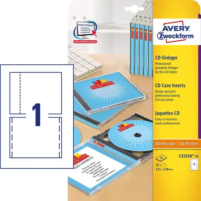 Immagine prodotto di AVERY Zweckform CD-Einleger fr Jewel Cases, weiá