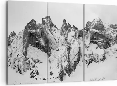 Produktbild von Bild auf Leinwand - Leinwandbild - 3 Teile - Alpen Schnee Monochrom - 105x70cm - Wand Bild - Wanddeko - Wandbilder - Leinwanddruck - Bilder - Wanddekoration - Leinwand bilder - CE105x70-4405