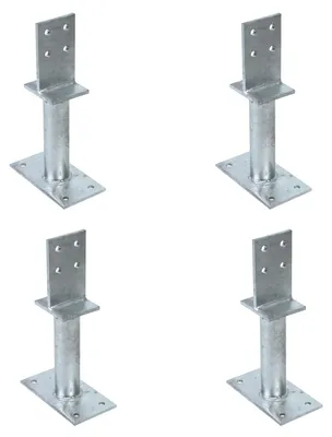 Zdjęcie produktu dla Alberts 4 x wsporniki słupków teowych ze środnikiem, kotwa do betonu 300 mm, wysokość środnika 130 mm, ocynkowane ogniowo, do osadzania w betonie