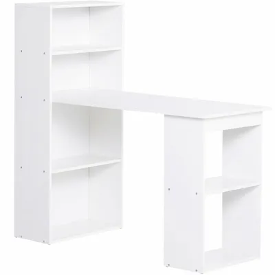 Produktbild von Computertisch mit Ablage 120x55x120cm, Esstisch, Arbeitstisch für Büro und Homeoffice, Weiß