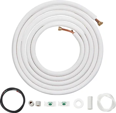 Zdjęcie produktu dla Zestaw kabli VEVOR 7620 mm mini split, średnica zewnętrzna 6,4 i 12,7 mm, rury miedziane i trójwarstwowa izolacja, do systemów klimatyzacji lub pomp ciepła i HVAC z akcesoriami