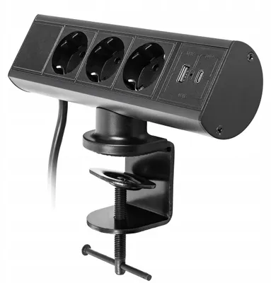 Produktbild von Spacetronik Tischsteckdose 3x 230V USB Schwarz