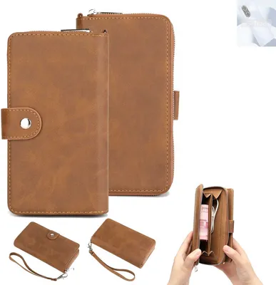 Produktbild von K-S-Trade Handyhülle Schutzhülle kompatibel mit Huawei Enjoy 60 & Portemonnee Tasche Handytasche Case Etui Geldbörse Wallet braun (1x)