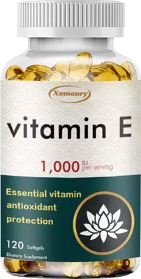 Obrázek produktu pro Vitamin E 1000IU (120 kapslí) Doplněk stravy, proti stárnutí, vlasy, kůže, nehty, oči, imunitní systém