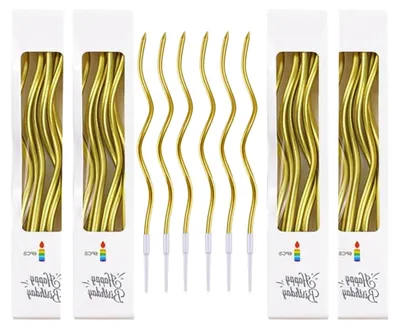 Produktbild von Gebogen Geburtstag Kerzen,24 Stück Spiral Geburtstagskerze Geburtstagskerzen für Torte,Kuchen Kerzen Cupcake Kerzen Spiral Kuchen Kerze für Geburtstag,Hochzeit Party Dekoration(Gold)