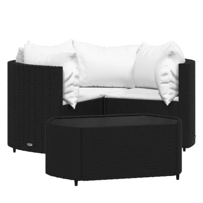 Produktbild von vidaXL 4-tlg. Garten-Lounge-Set mit Kissen Schwarz Poly Rattan