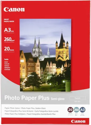 Immagine prodotto di Canon Photo Paper Plus SG-201 - Halbglänzend - A3 (297 x 420 mm) - 260 g/m² - 20 Blatt Photopaper - per i6500, 9100, 9950; PIXMA iX4000, iX5000, iX7000, PRO-1, PRO-10, PRO-100