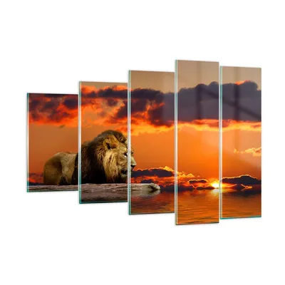Produktbild von Bilder auf glas - Löwe Sonne Landschaft - 150x100cm - Glasbilder - Wandbilder - Kunstdruck - zum Aufhängen bereit - Wanddekoration aus Glas - Glas Bilder - Wandbild auf Glas - GEG150x100-0230