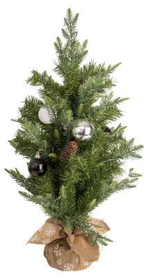 Produktbild von LED-Weihnachtsbaum - h: 70cm, Weihnachtsdeko im Romantic Style, aus Metall und Kunststoff in grün, 70 cm hoch, Ø 49 cm, mit Diode – für Innenräume – Batteriebetrieb – Timerfunktion