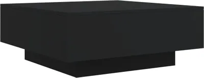 A black coffee table is shown from a slightly elevated side angle against a white background.